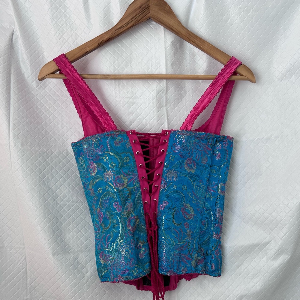 Vibrant Pink and Blue Floral corset - Picture 3 of 11